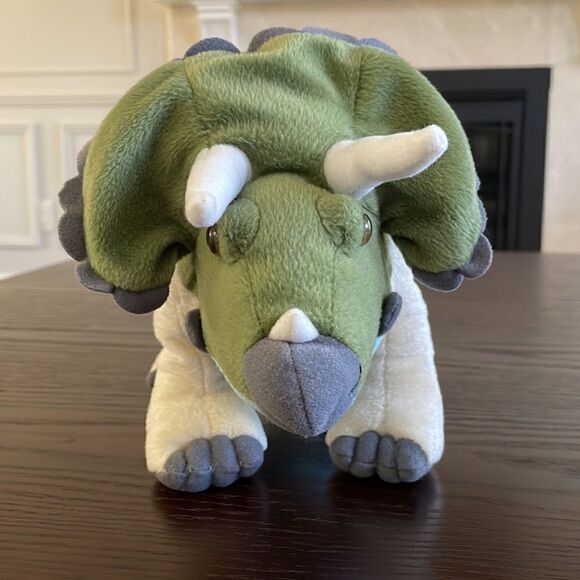 Aurora World Green Triceratops Dinosaur Plush Stuffed Animal! 12” Excellent Con… - Picture 2 of 9